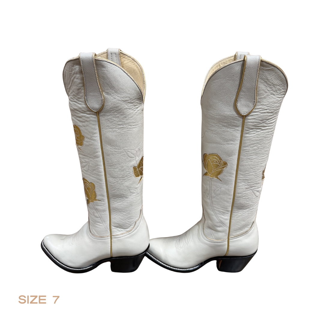SALE Cream + Gold San Antonio Rose Women's Boot