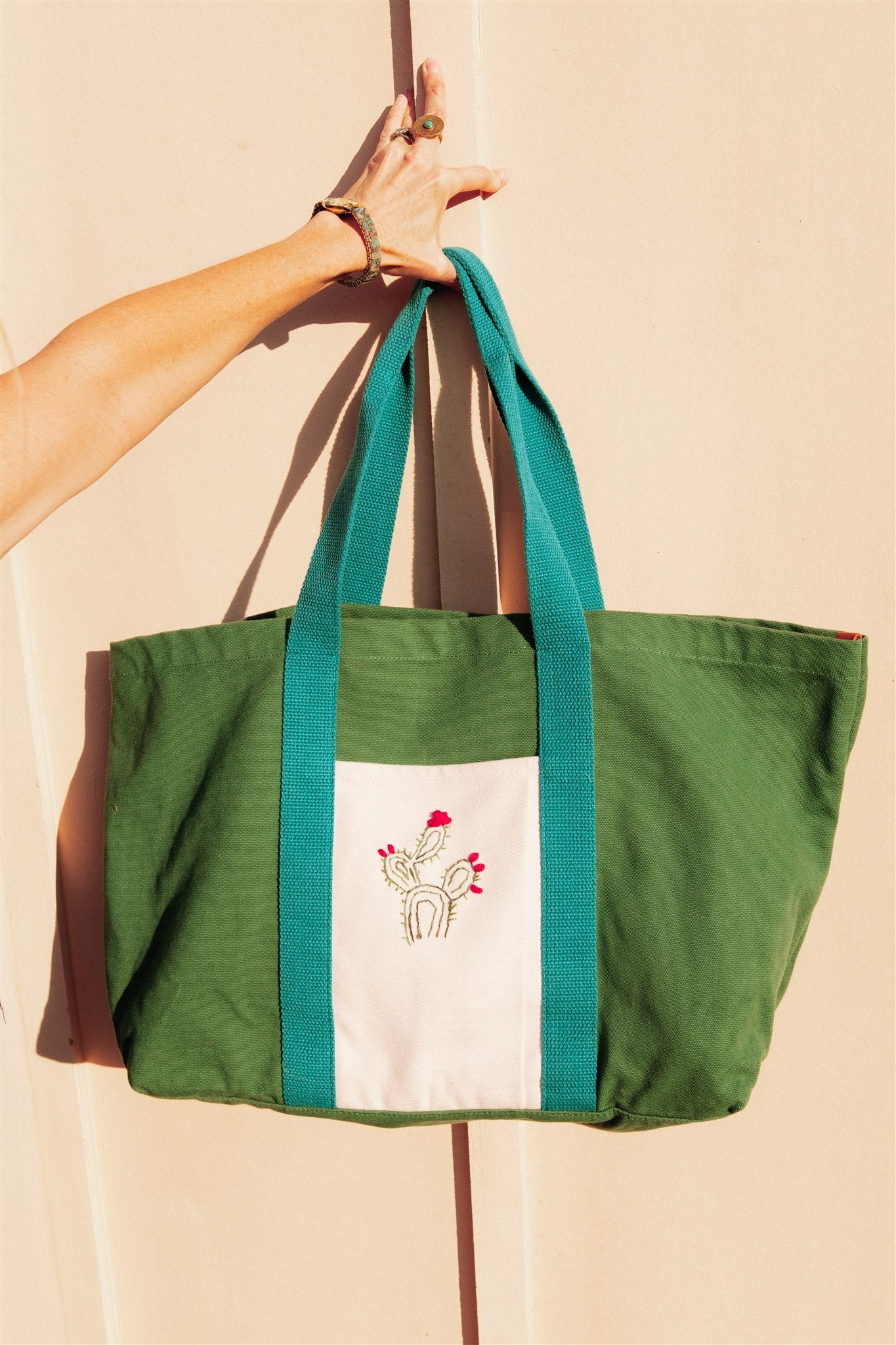 Noonday x FBC x Carla Valencia Cactus Embroidered Tote Bag
