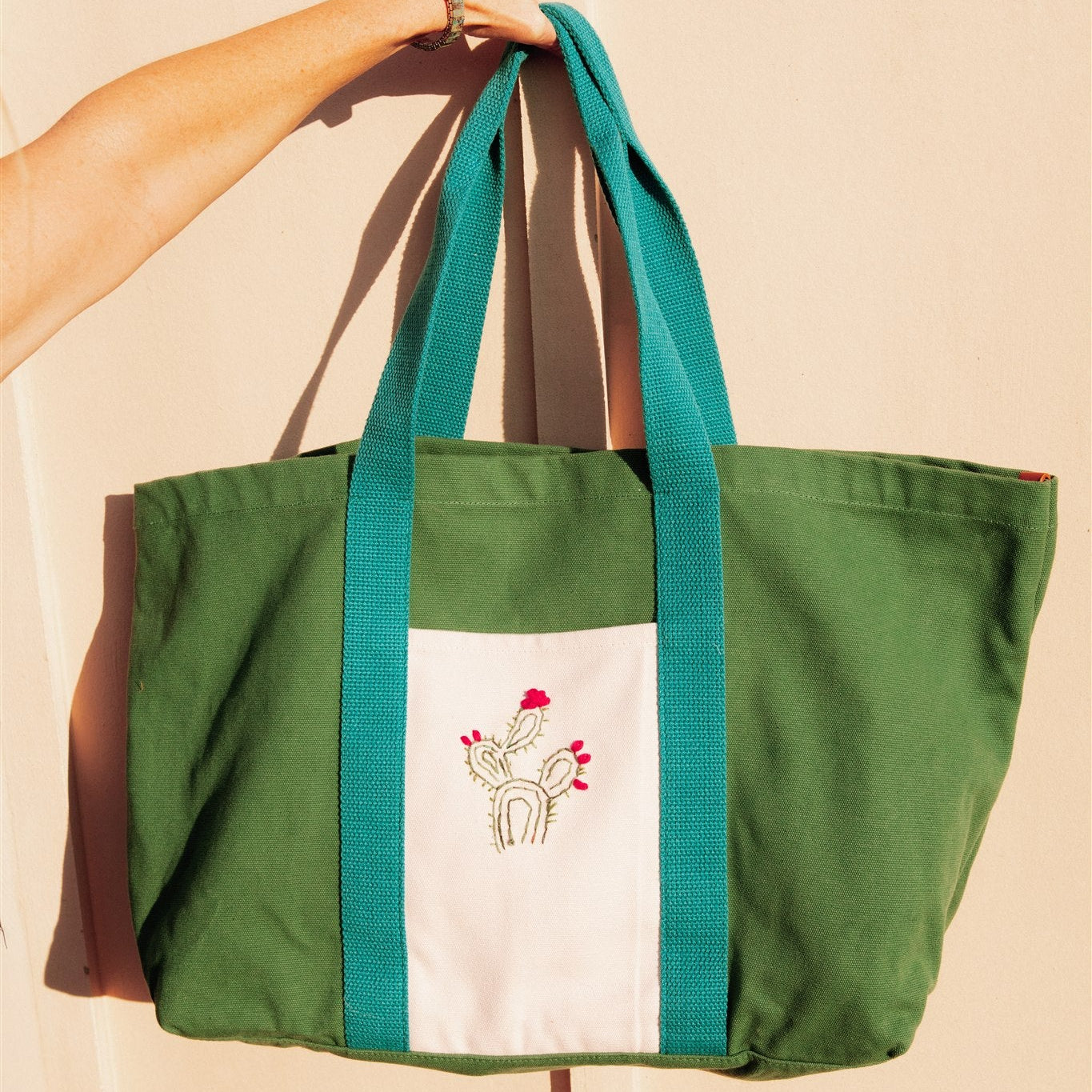 Noonday x FBC x Carla Valencia Cactus Embroidered Tote Bag