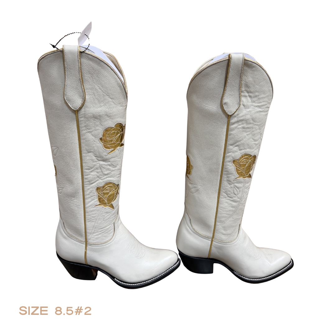 SALE Cream + Gold San Antonio Rose Women's Boot