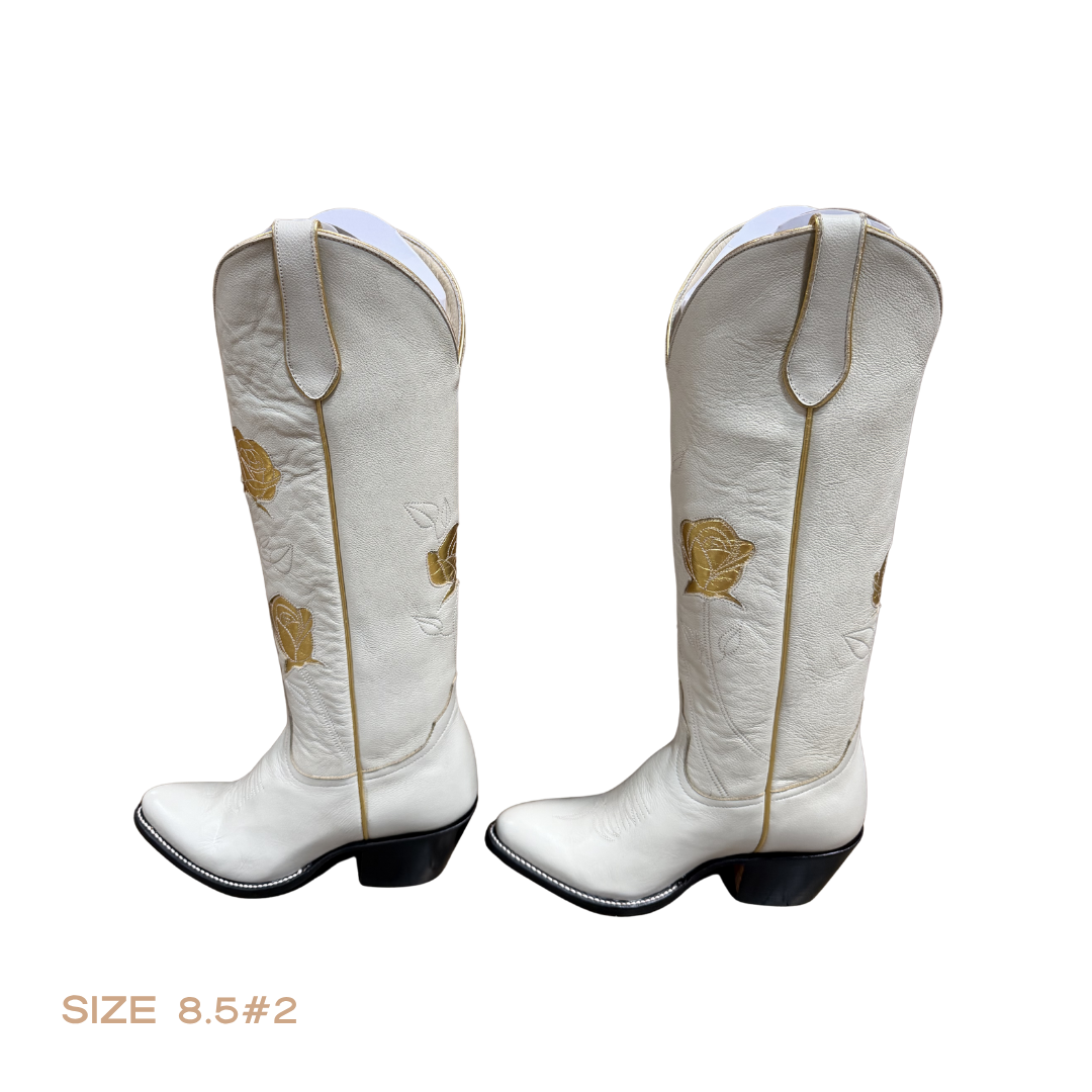 SALE Cream + Gold San Antonio Rose Women's Boot