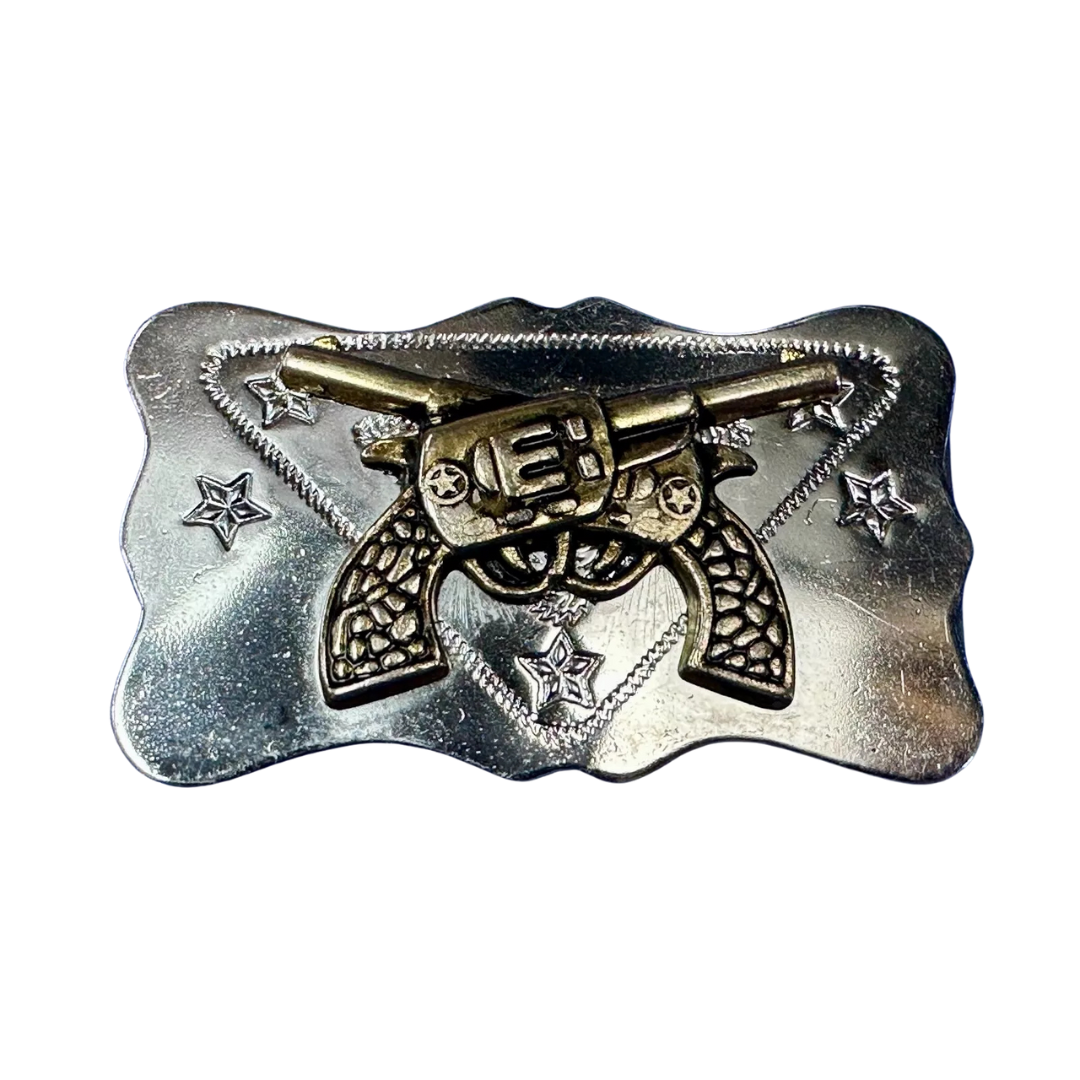 Vintage Cowboys Six Shooter Two Tone Belt Buckle