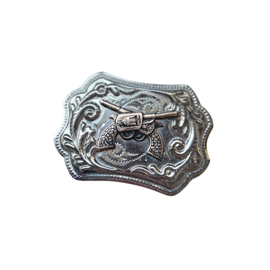 Vintage Polished Embossed Tin Belt Buckle