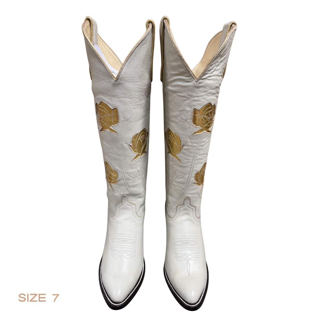 SALE Cream + Gold San Antonio Rose Women's Boot