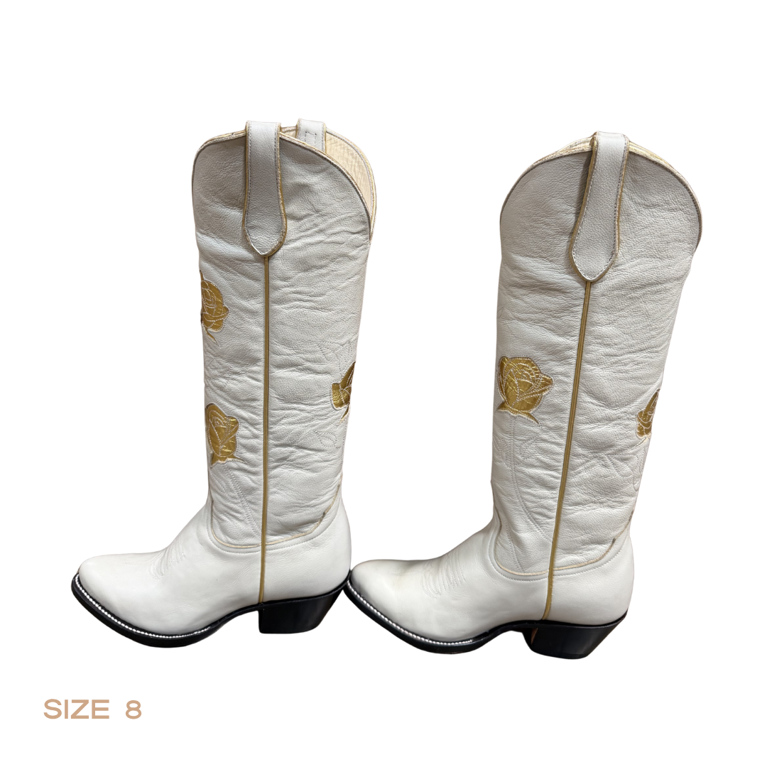 SALE Cream + Gold San Antonio Rose Women's Boot