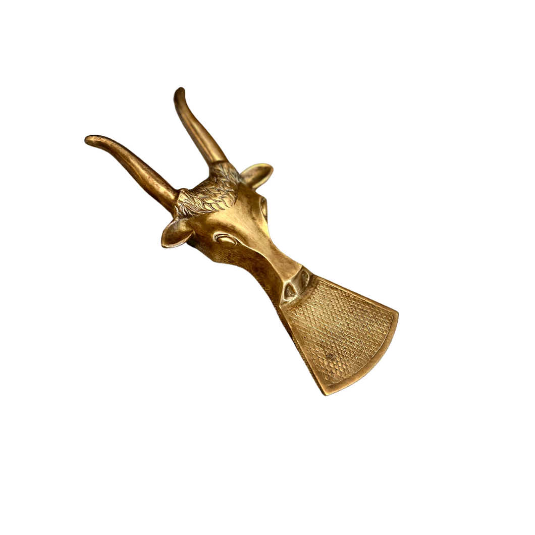 Vintage Shiny Brass Bull Boot Jack