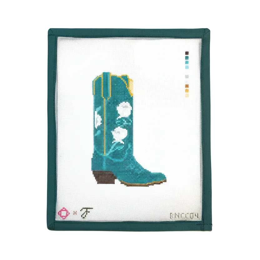 teal rose needlepoint canvas