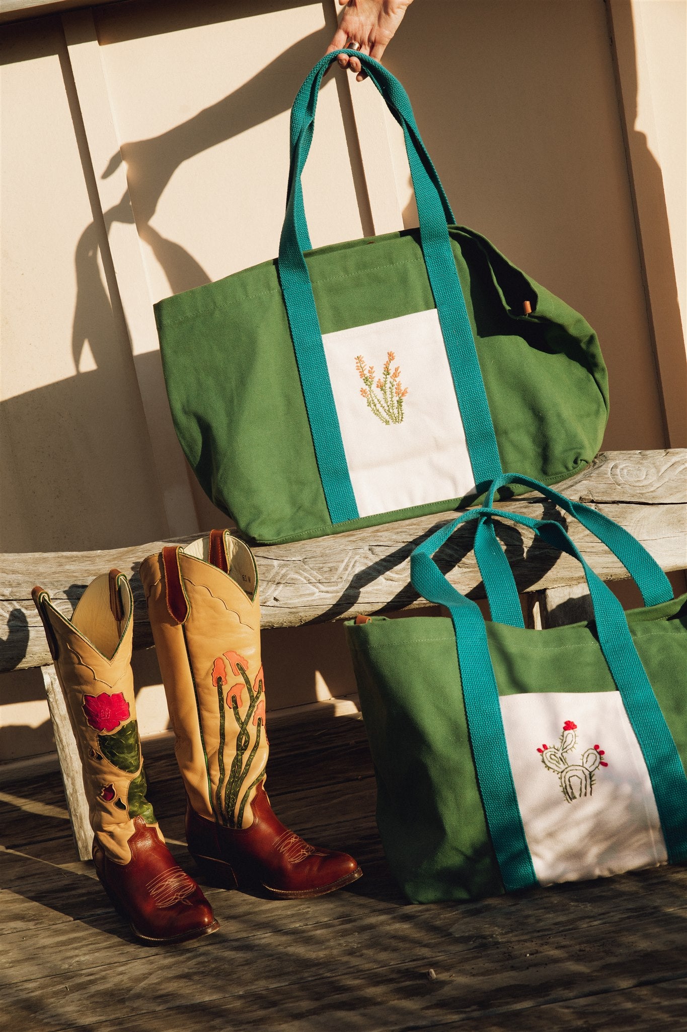 Noonday x FBC x Carla Valencia Cactus Embroidered Tote Bag