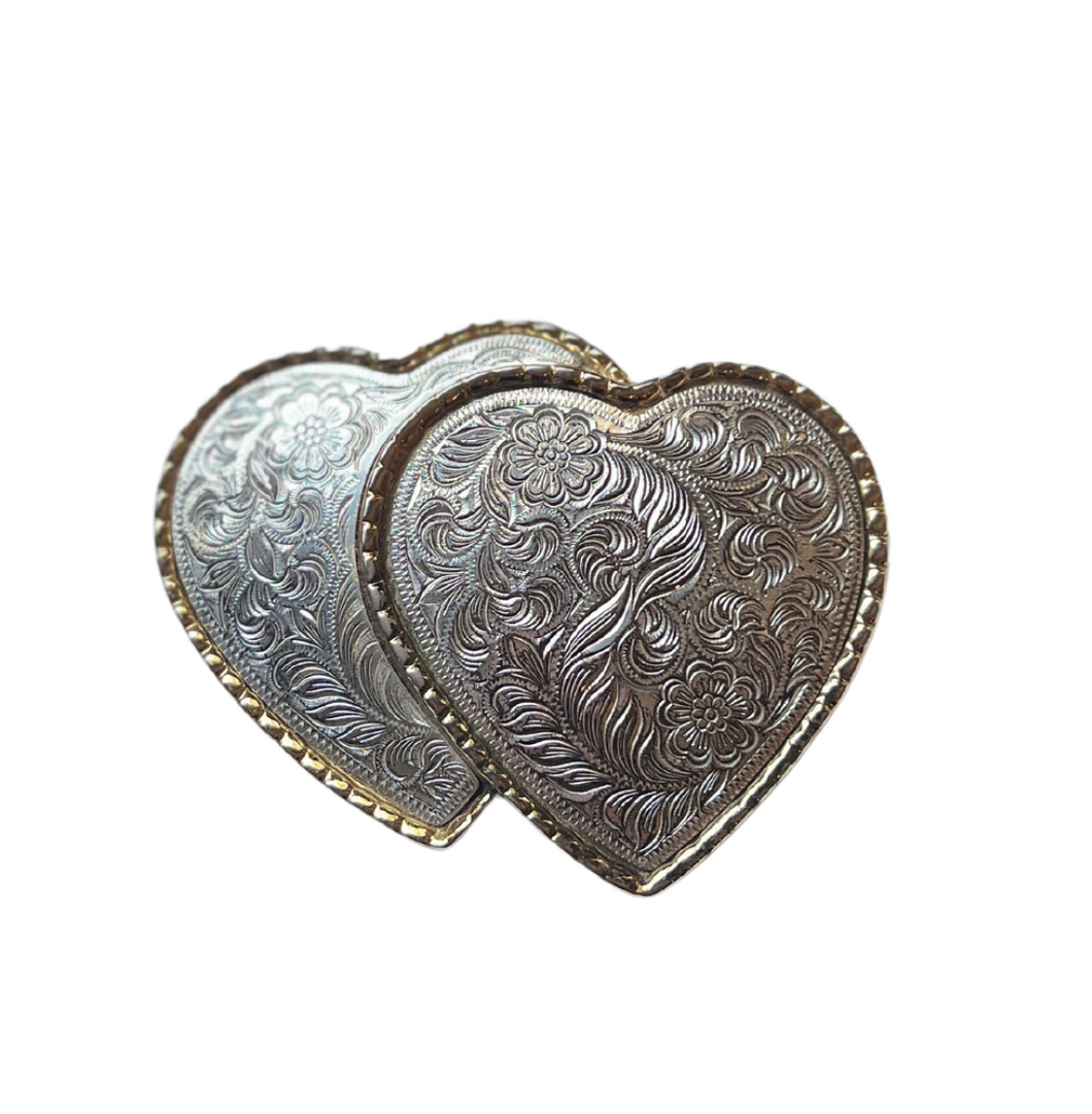Cowgirl Western Belt Buckle Two Hearts Design