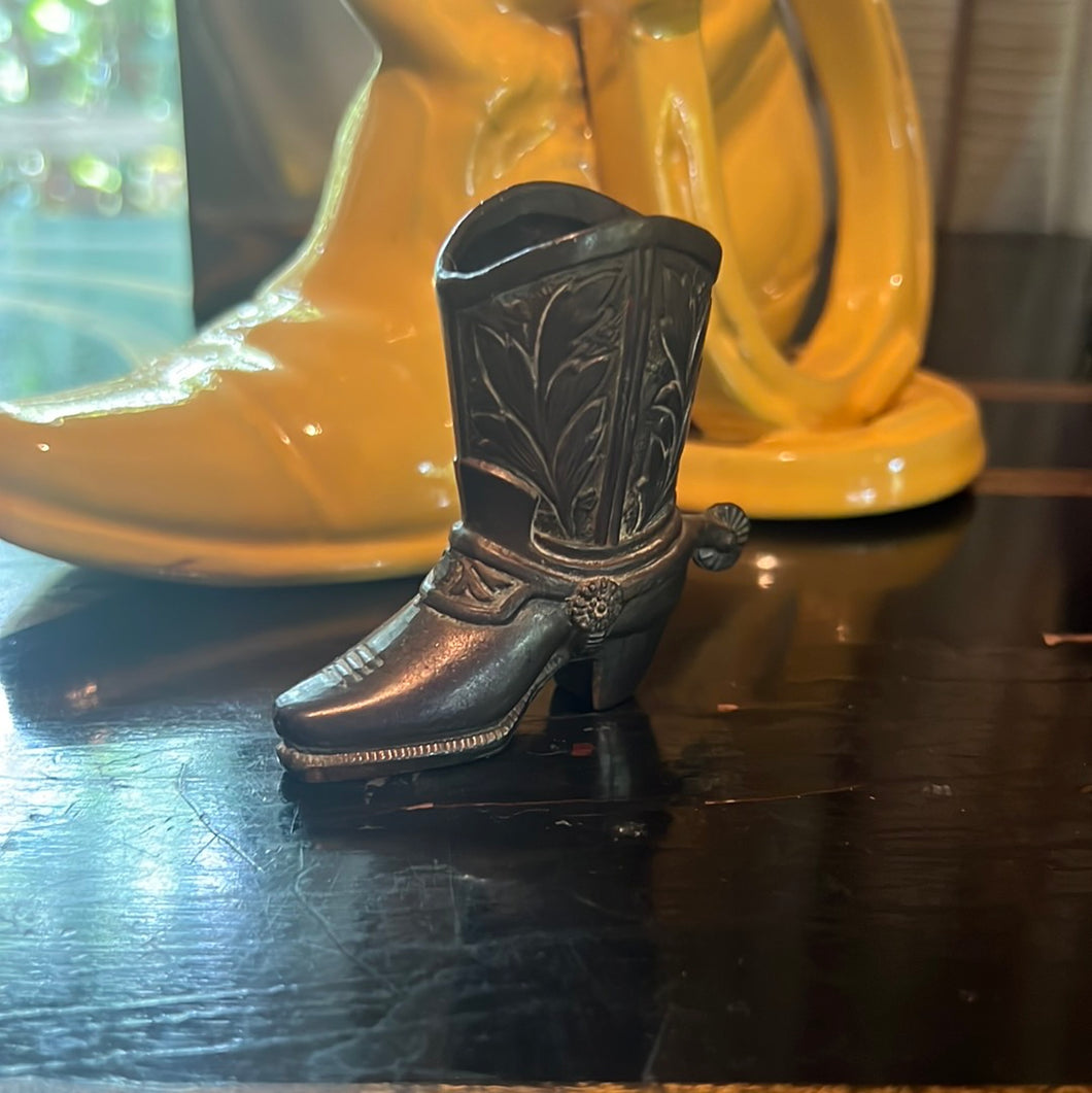 Brass cowboy boot match holder