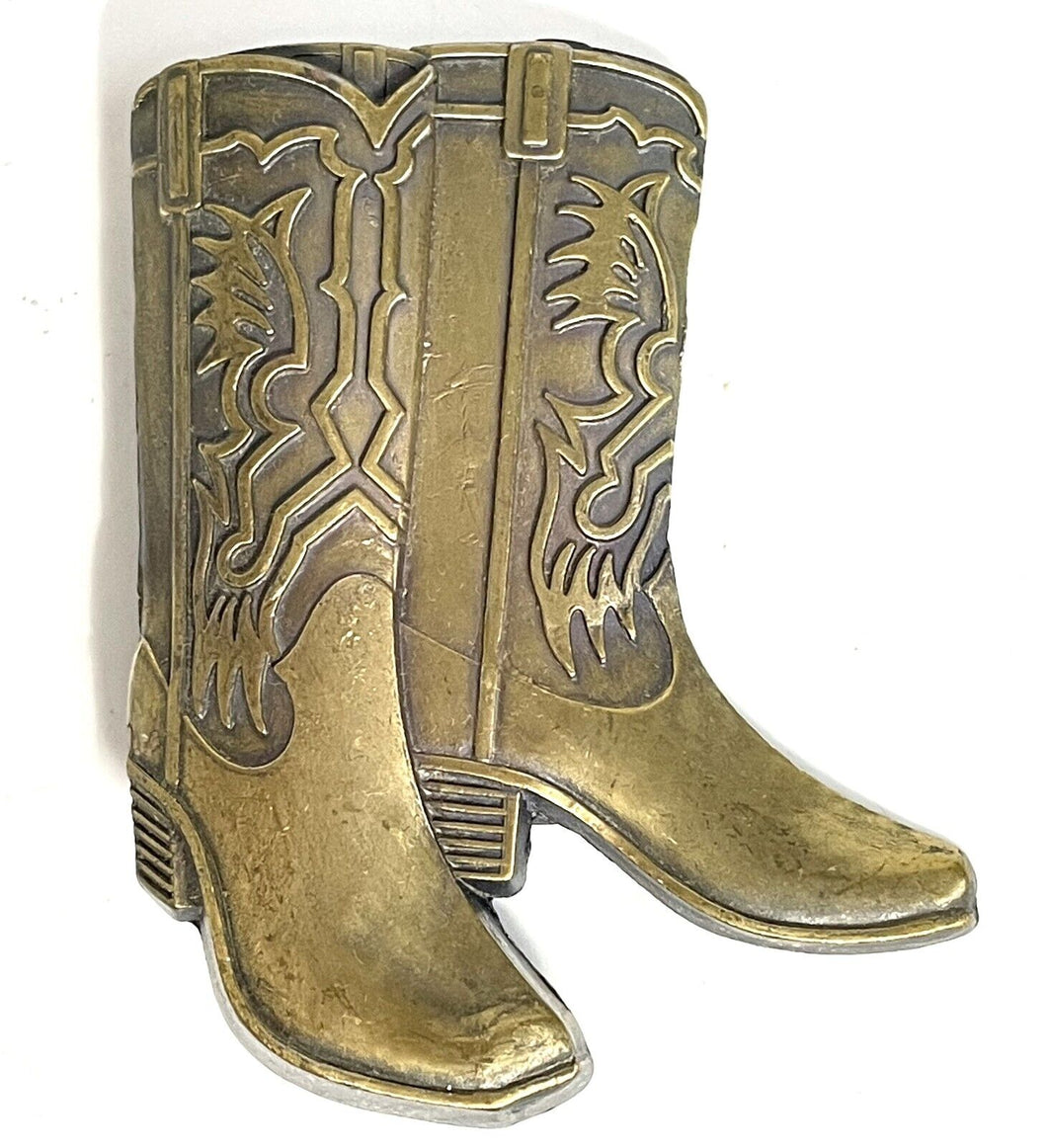 Vintage Small Belt Buckle 1970's Solid Brass Western Rodeo Cowboy Cowgirl Boot