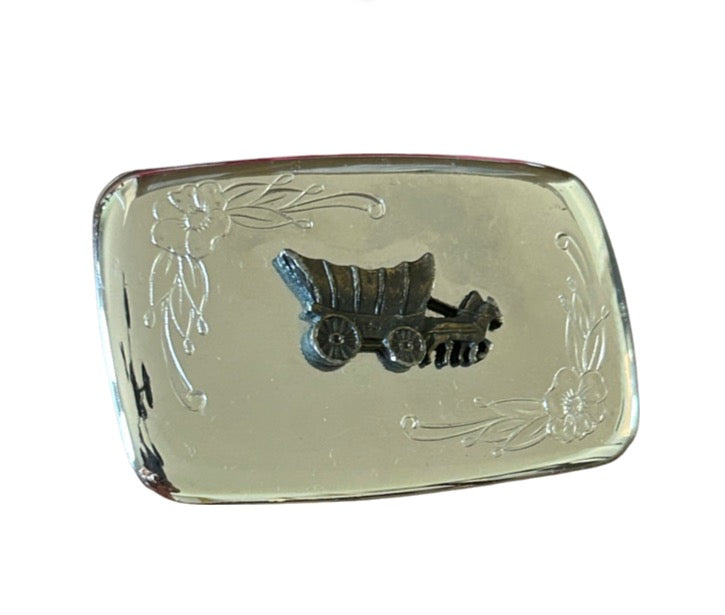 Silver Covered Wagon Belt Buckle