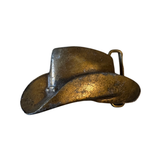 Brass Cowboy hat belt buckle