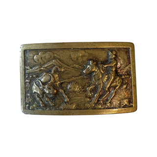 Brass roper belt buckle