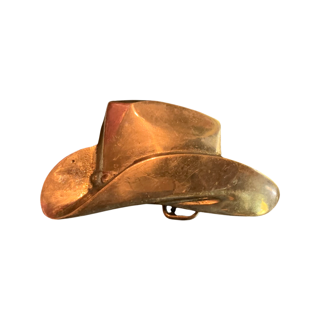 Brass Cowboy hat belt buckle